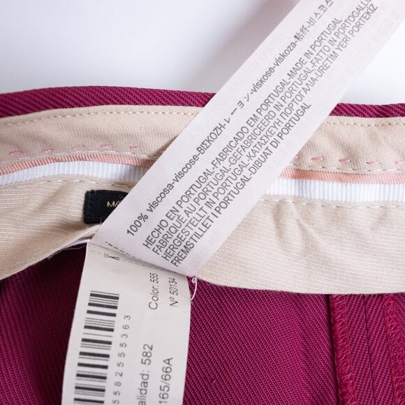 Massimo Dutti Wide Leg High Waisted Palazzo Pants Fuchsia Pink Viscose Trousers - Picture 11 of 11